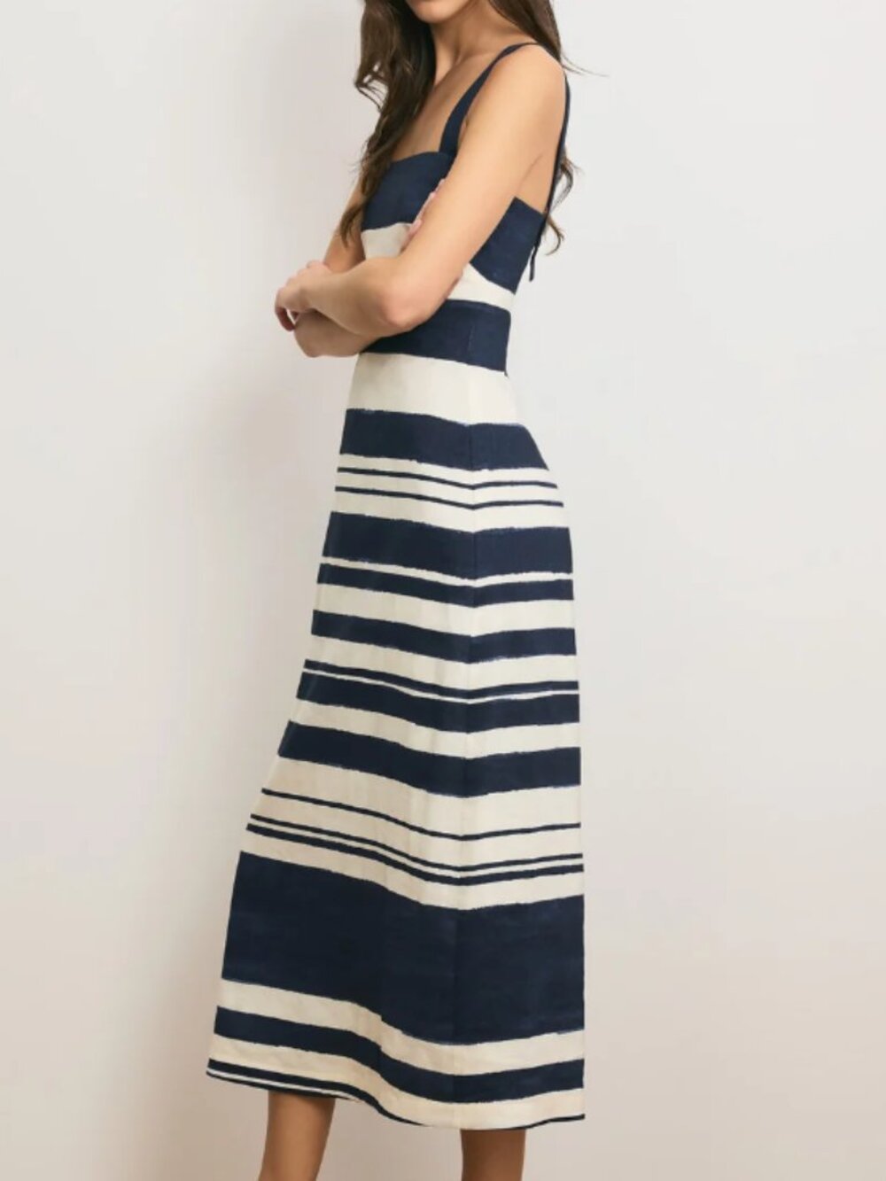Ella Striped Midi Dress in Navy & Dove Stripes | Veronica Beard - Picture 2 of 4